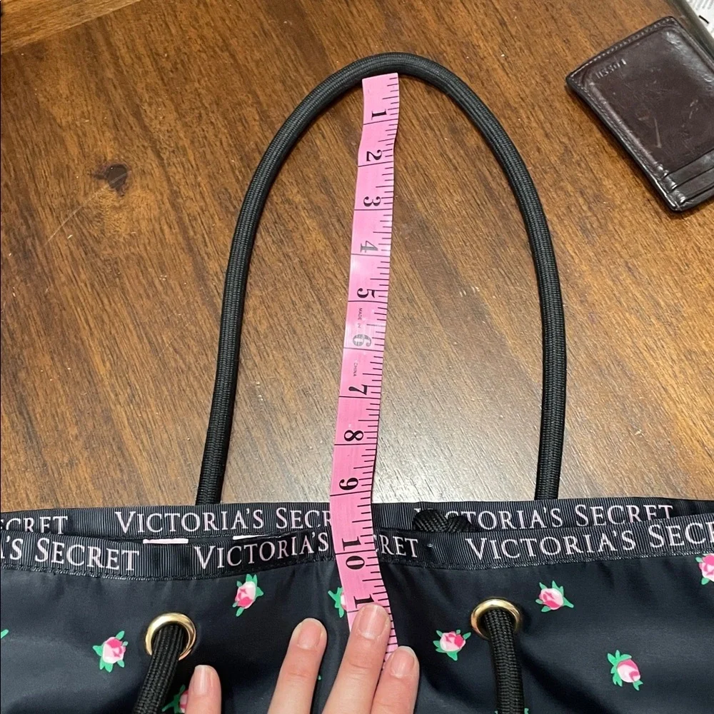 Victoria's Secret Black Tote with Pink Floral Design